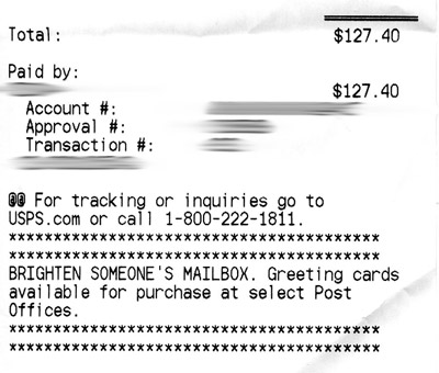 90 minutes writing out forms + 48 minutes in line + 8 packages = huge net loss 
