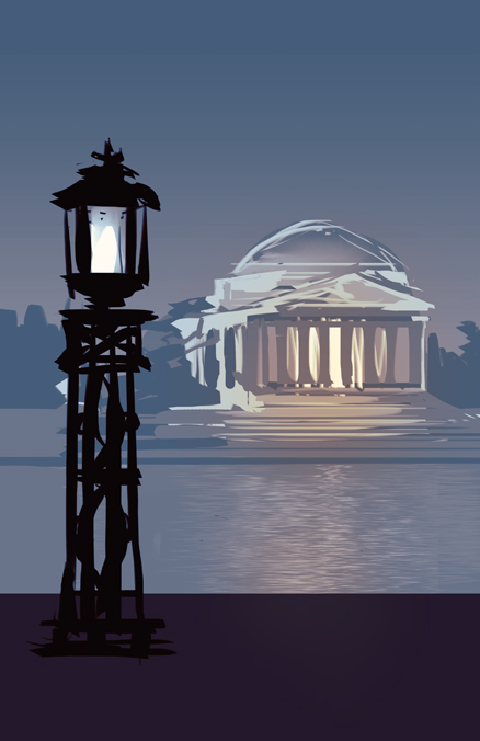 Lamp repositioned to spread out the composition.